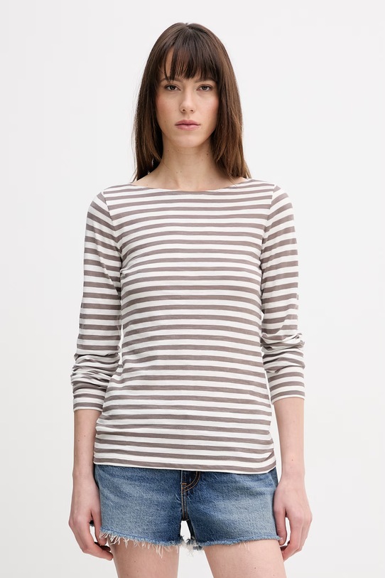 Marc O'Polo longsleeve bawełniany wzorzyste brązowy 5000013294