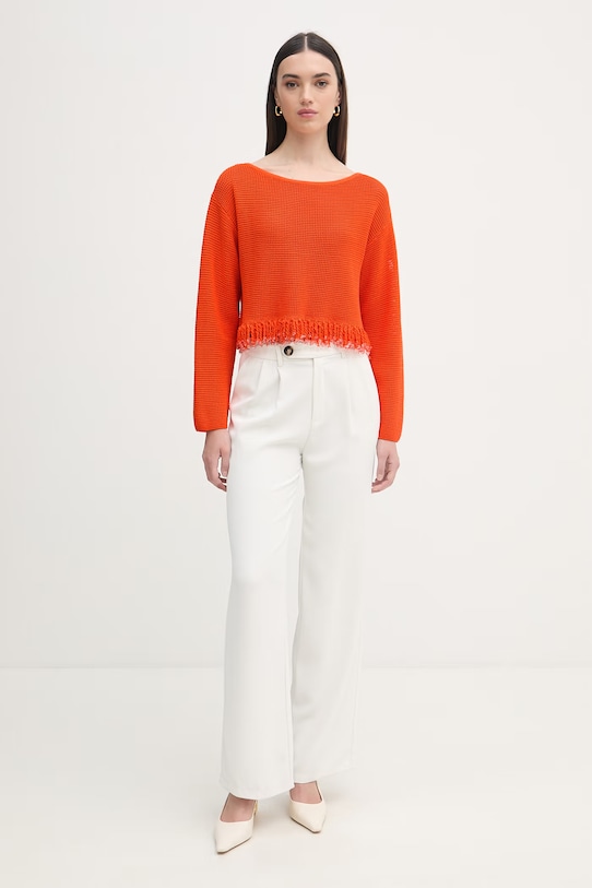 Patrizia Pepe sweter damski bawełniany 2K0384.K337 pomarańczowy SS26