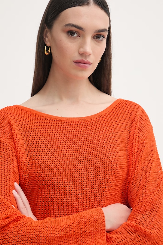 Patrizia Pepe sweter damski bawełniany pomarańczowy 2K0384.K337