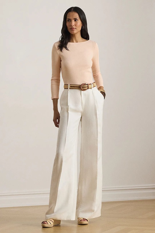 Oblačila Lauren Ralph Lauren majica z dolgimi rokavi ženska z modalom 200P09082 oranžna