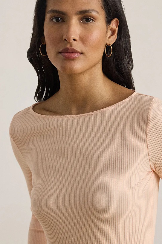 Lauren Ralph Lauren majica z dolgimi rokavi ženska z modalom oranžna 200P09082