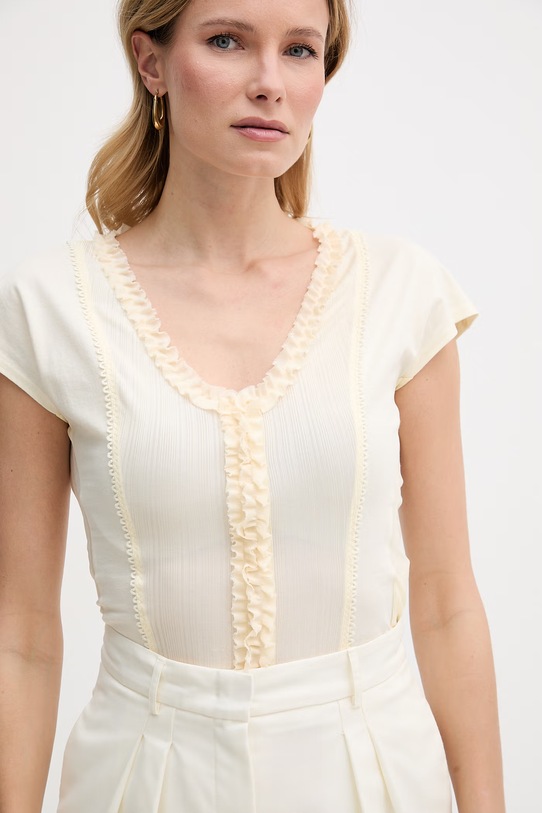 Max&Co. bluzka damska bawełniana MCOGESTRO żółty 2616951023200