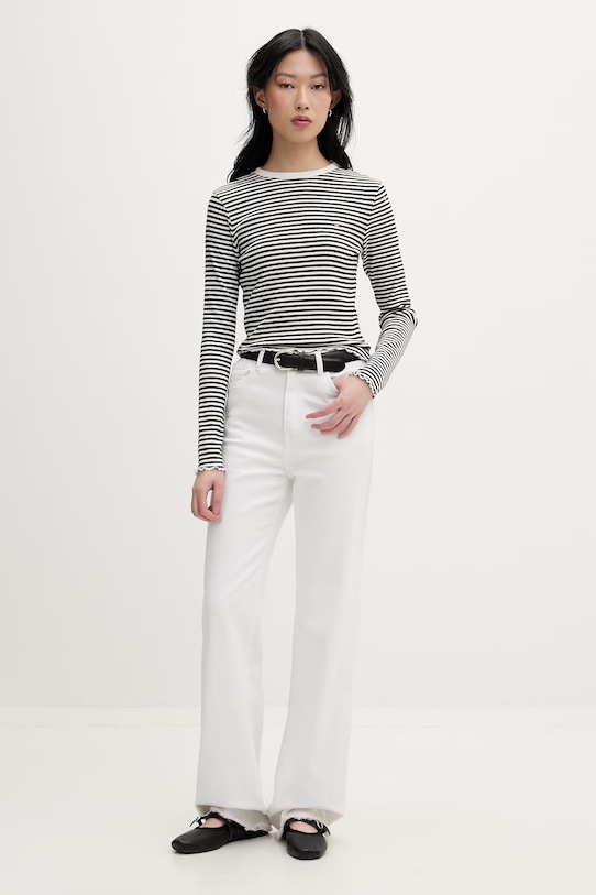 Tommy Jeans longsleeve damski bawełniany z elastanem DW0DW22783 czarny SS26