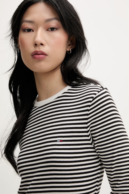 Tommy Jeans longsleeve damski bawełniany z elastanem czarny DW0DW22783