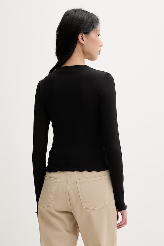 Odzież Tommy Jeans longsleeve damski bawełniany z elastanem DW0DW22783 czarny