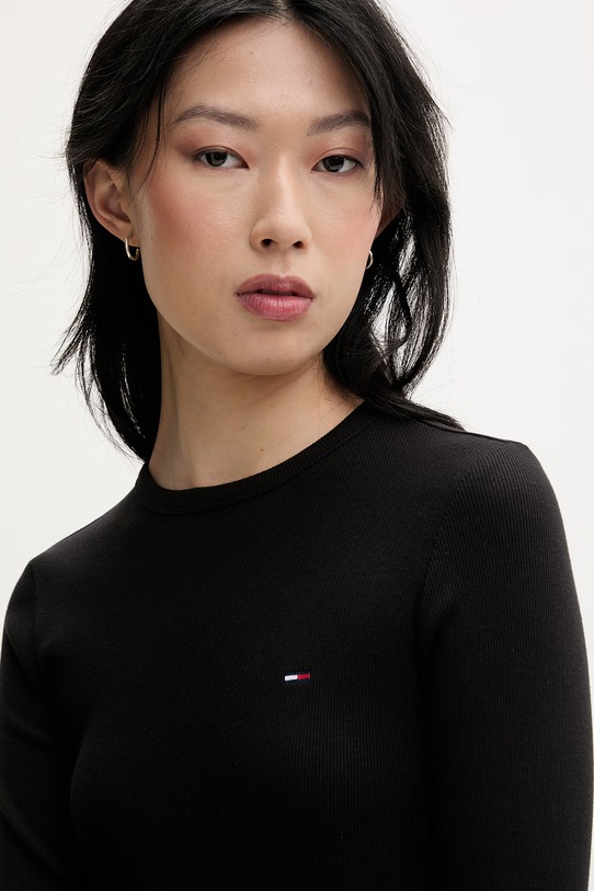 Tommy Jeans longsleeve damski bawełniany z elastanem czarny DW0DW22783