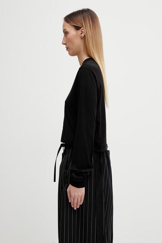 Rick Owens DRKSHDW longsleeve bawełniany Level DS01F4200.BH czarny SS26