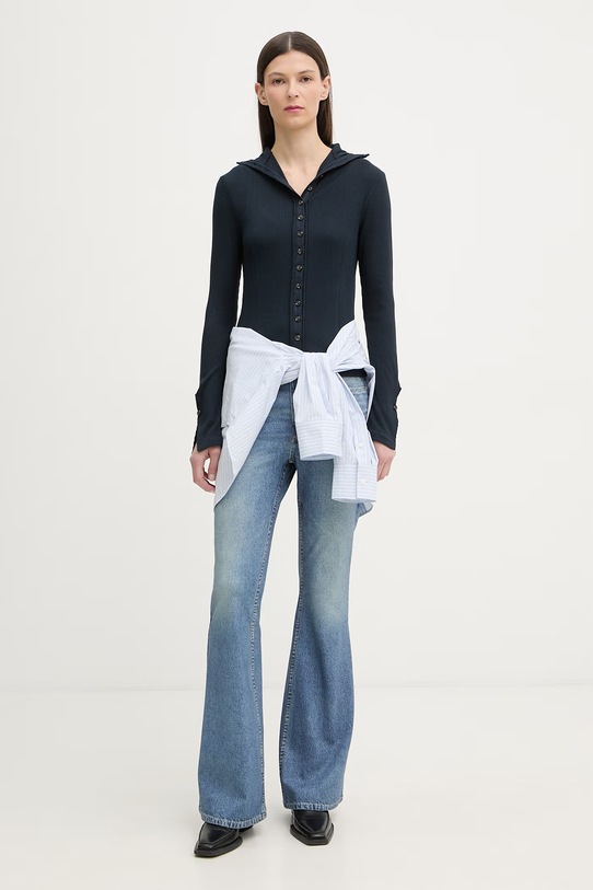 Rag & Bone longsleeve damski z wiskozy RE0G25HT3GW granatowy SS26