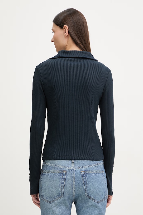 Odzież Rag & Bone longsleeve damski z wiskozy RE0G25HT3GW granatowy