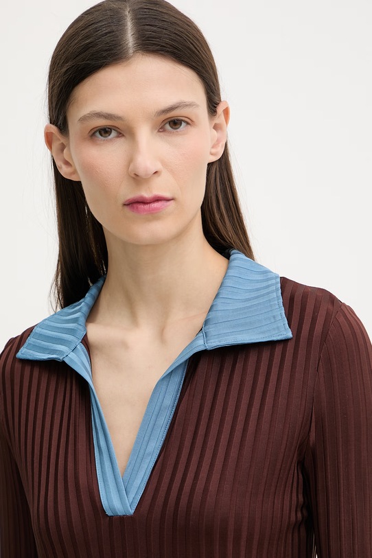 rag & bone longsleeve damski z wiskozy Luca brązowy RE1F25HT1VW