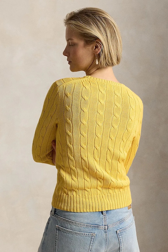 Polo Ralph Lauren PIMA COTTON-LSL-PLO sweter bawełniany damski 211971869507 żółty SS26