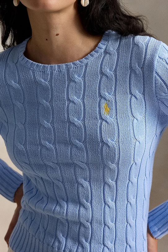 Polo Ralph Lauren PIMA COTTON-LSL-PLO sweter bawełniany damski niebieski 211971869512