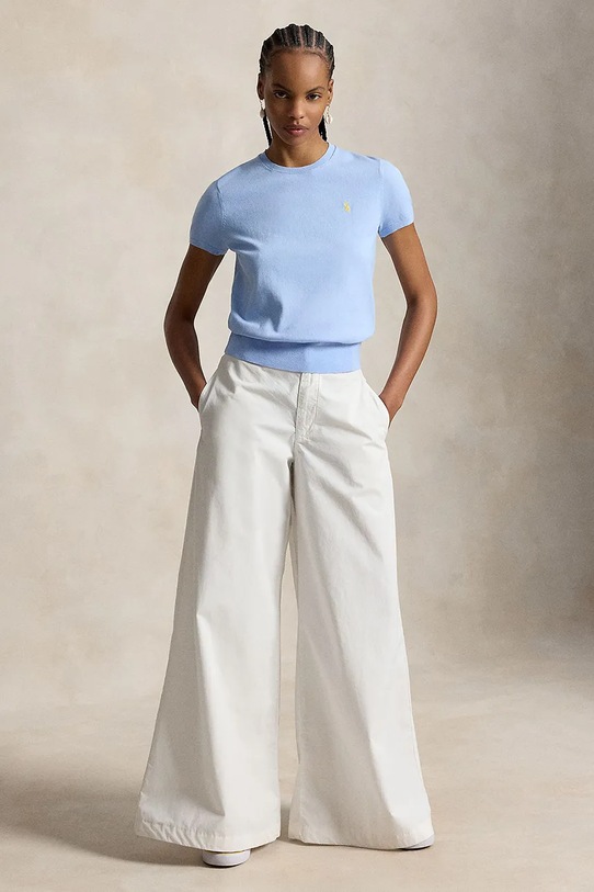 Odzież Polo Ralph Lauren sweter damski z bawełną PIMA COTTON 211971872504 niebieski