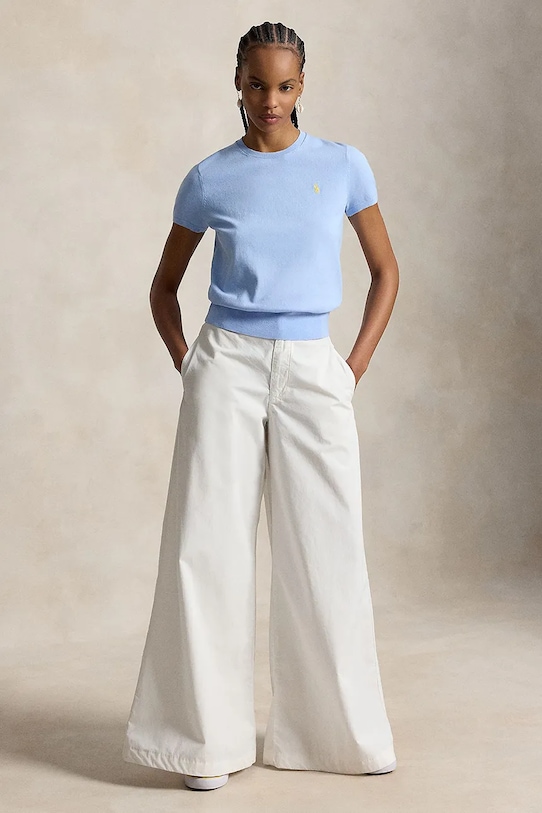 Odzież Polo Ralph Lauren sweter damski z bawełną PIMA COTTON 211971872504 niebieski