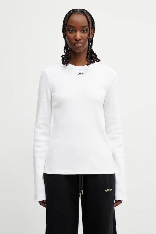 Off-White longsleeve women's cotton Off Stamp white 2AD136S26JER001