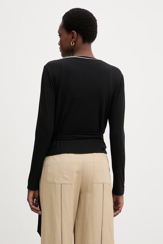 Oblečení Karl Lagerfeld tričko s dlouhým rukávem dámské z viskózy B2W44007 černá