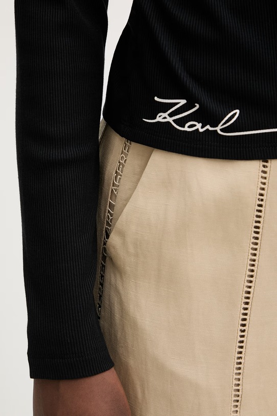 Karl Lagerfeld tričko s dlouhým rukávem dámské z viskózy B2W44007 černá