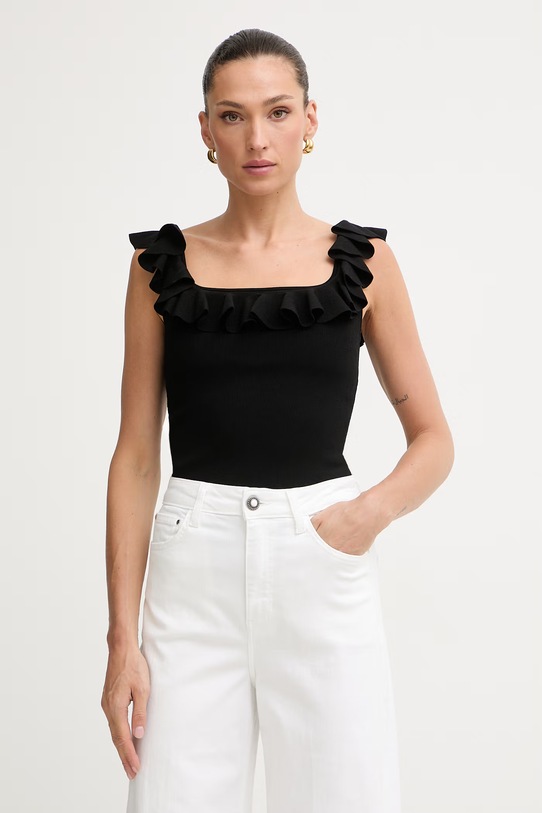 MICHAEL Michael Kors bluzka na ramiączkach damska czarny MS661G033D