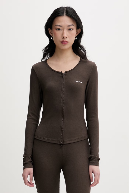 La Mania longsleeve damski z wiskozą VIRGINA brązowy VIRGINA