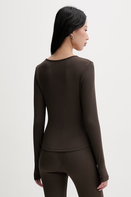 Odzież La Mania longsleeve damski z wiskozą VIRGINA VIRGINA brązowy