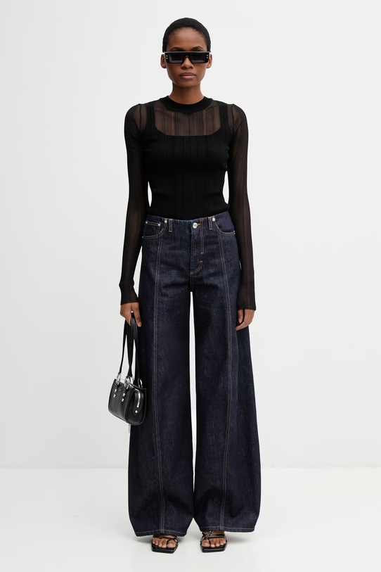 Sportmax Spxbuono bluzka damska z wiskozą gładka czarny 2612361071600