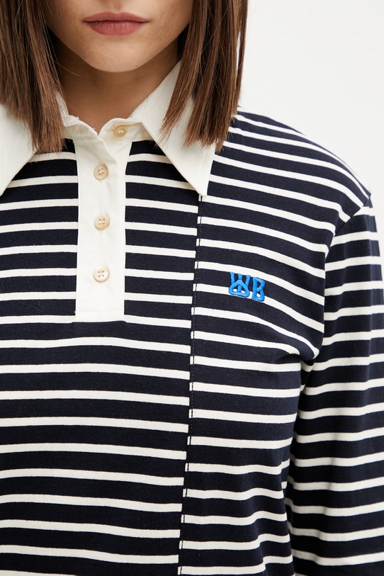 Wales Bonner longsleeve damski bawełniany Reflect granatowy WS26JE18.JE02.591