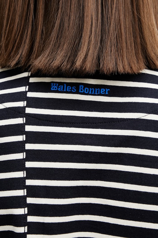 Wales Bonner longsleeve damski bawełniany Reflect WS26JE18.JE02.591 granatowy