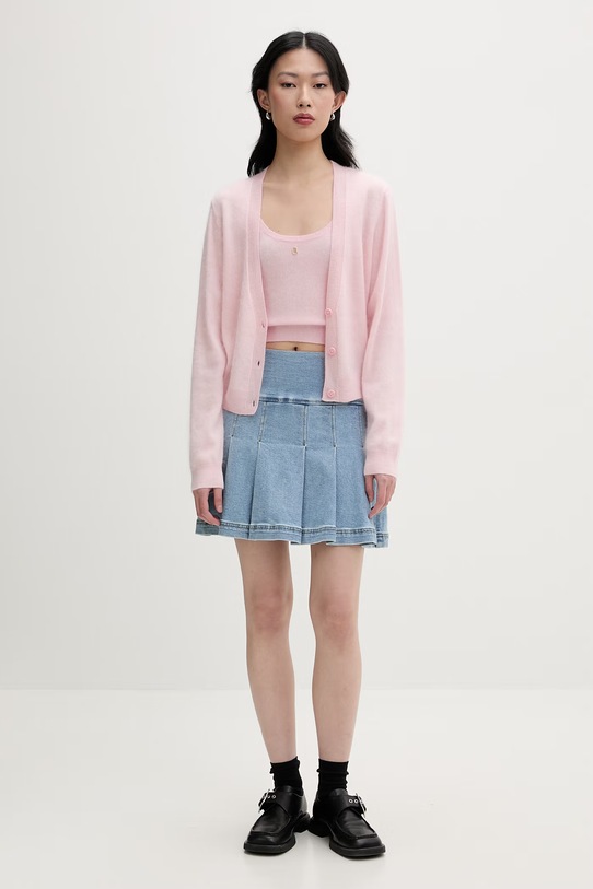 From Future crop top damski kaszmirowy WTO03562 różowy SS26