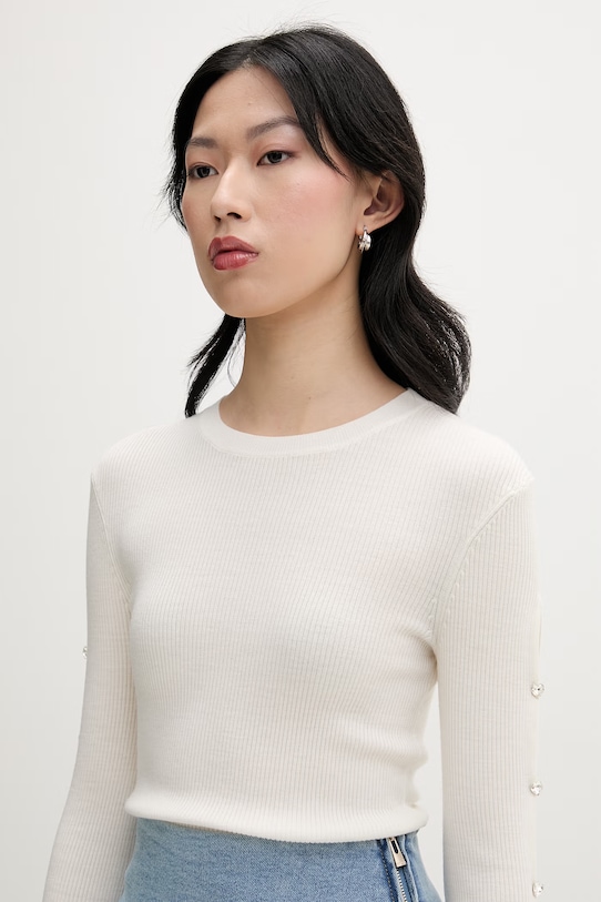 From Future sweter damski wełniany beżowy WTO03667