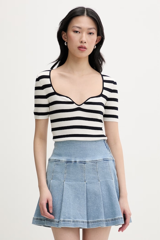 From Future T-shirt swetrowy damski wełniany granatowy WTO03747