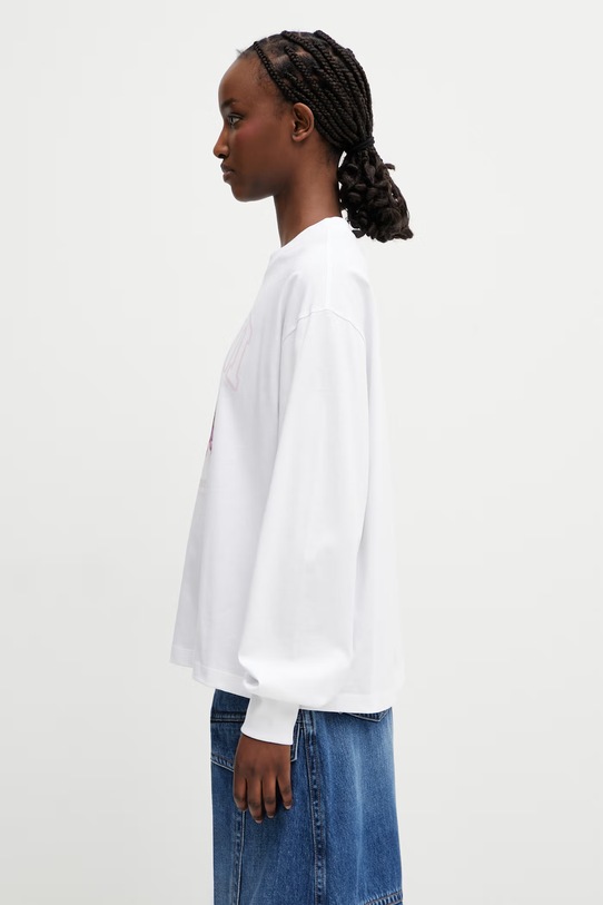 GANNI longsleeve damski bawełniany A1050141 biały SS26