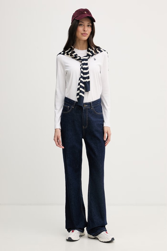 U.S. Polo Assn. tričko s dlhým rukávom dámske bavlnené WUP0785 biela SS26