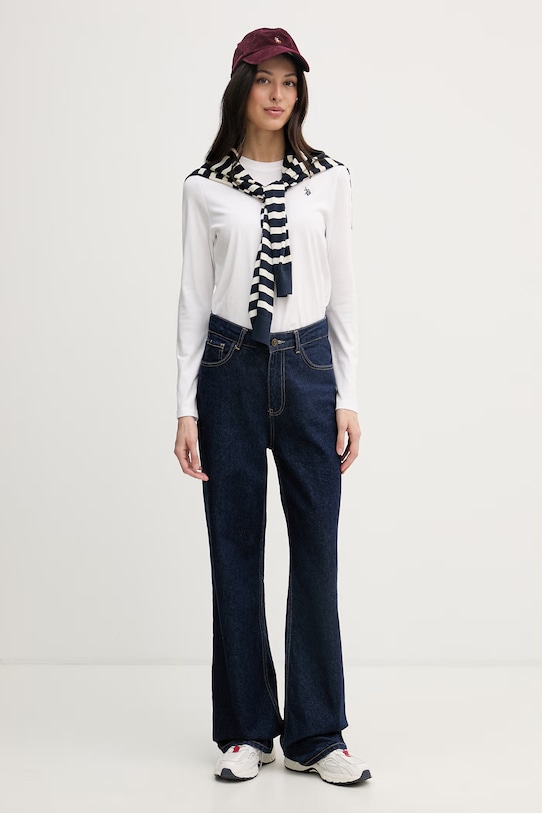 U.S. Polo Assn. tričko s dlhým rukávom dámske bavlnené WUP0785 biela SS26