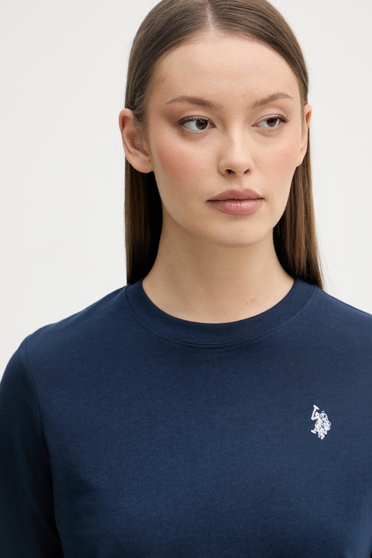 U.S. Polo Assn. лонгслив женский хлопковый тёмно-синий WUP0785
