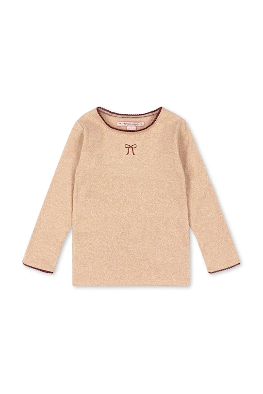 Detské tričko s dlhým rukávom Konges Sløjd ROLI BLOUSE nášivka béžová KS104414.PreSpring