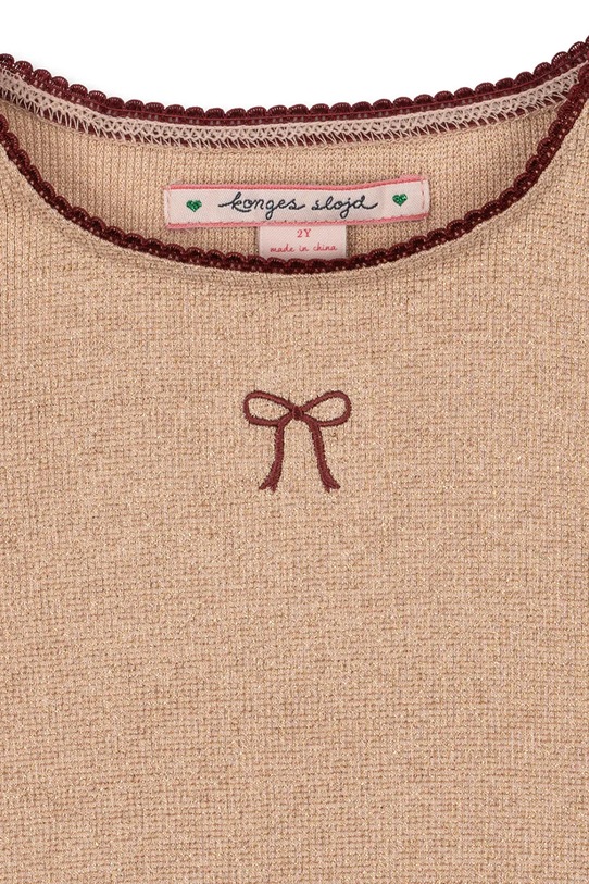 Dievča Detské tričko s dlhým rukávom Konges Sløjd ROLI BLOUSE KS104414.PreSpring béžová