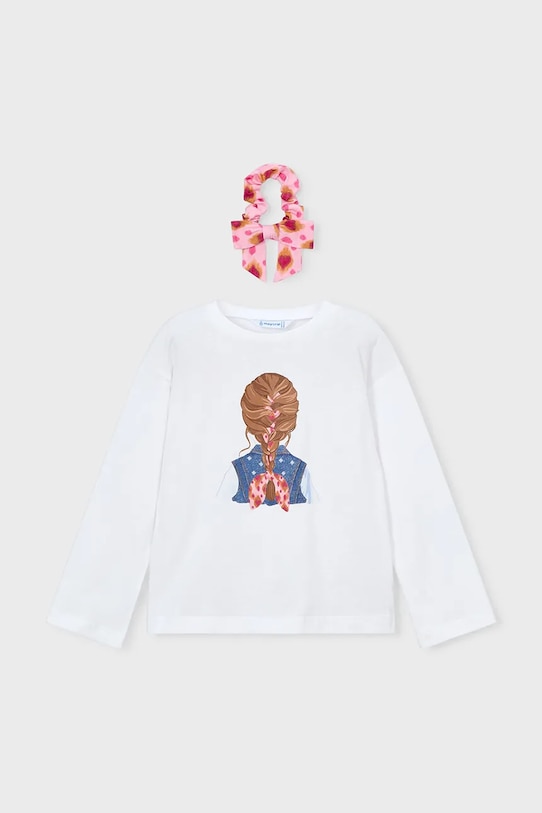 Mayoral longsleeve bawełniany dziecięcy 3020.6H.Mini.PPY2 biały SS26