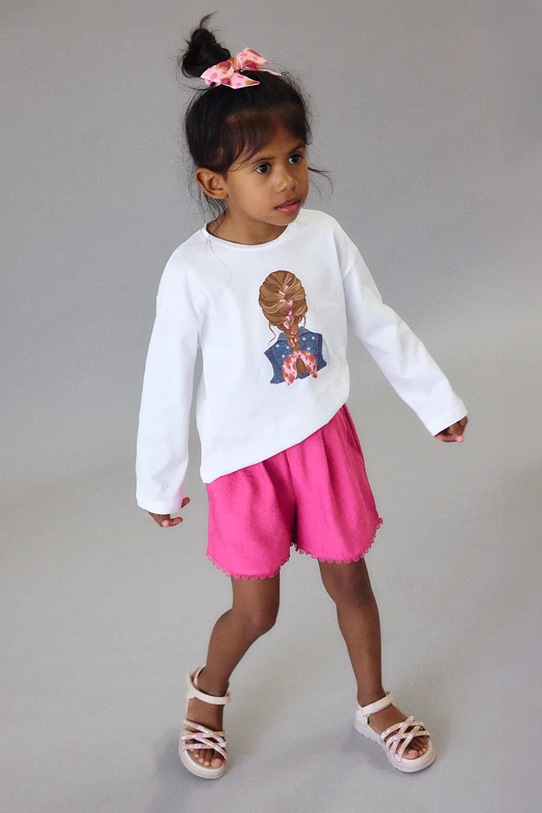 Παιδικό βαμβακερό μακρυμάνικο Mayoral 3020.6H.Mini.PPY2 λευκό