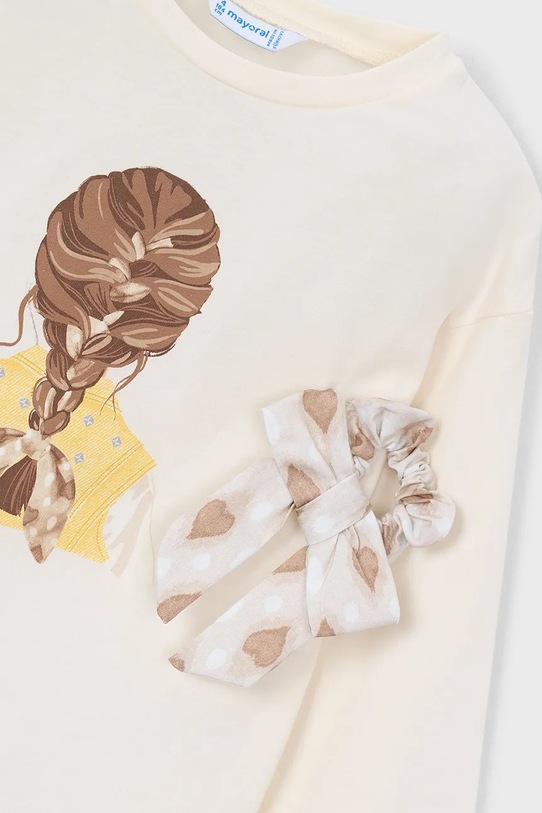 Djevojčice Dječja pamučna majica dugih rukava Mayoral 3020.6H.Mini.PPY2 bež