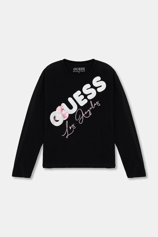 Guess longsleeve dziecięcy z elastanem czarny J6RI01.K6YW4.PPY2