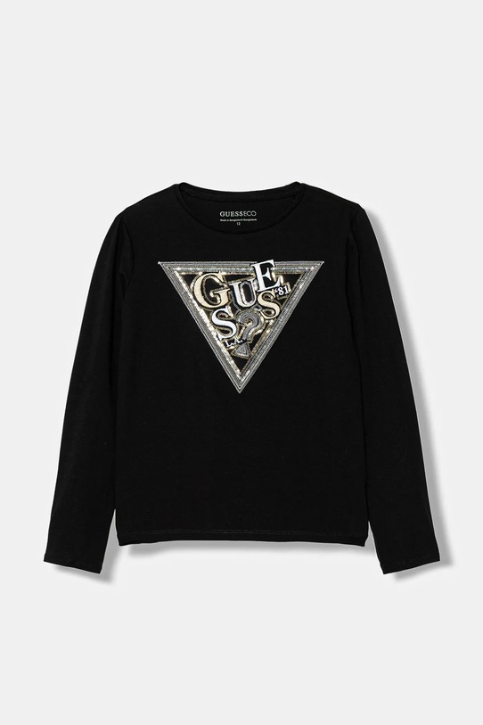 Guess longsleeve dziecięcy aplikacja czarny J6RI16.K6YW4.PPY2