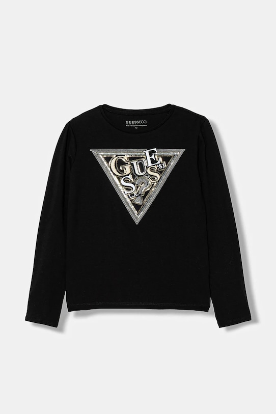 Guess longsleeve dziecięcy aplikacja czarny J6RI16.K6YW4.PPY2