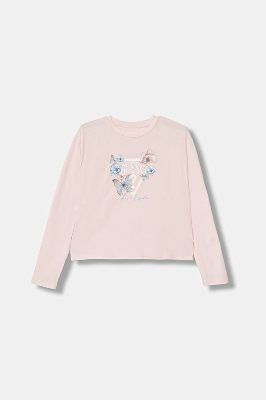 Guess longsleeve dziecięcy z elastanem różowy J6RI33.K6YW4.PPY2