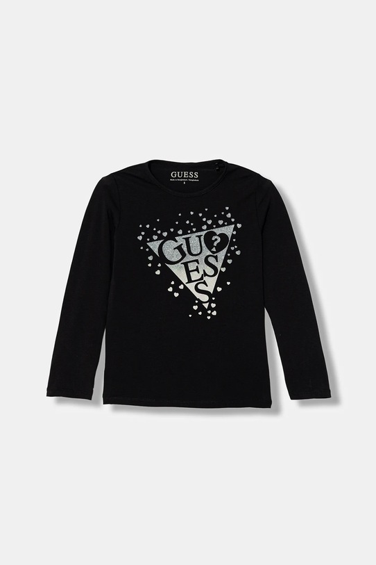 Guess longsleeve dziecięcy z elastanem czarny K6RI01.K6YW4.PPY2