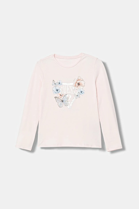 Лонгслів Guess з еластаном рожевий K6RI22.K6YW4.PPY2