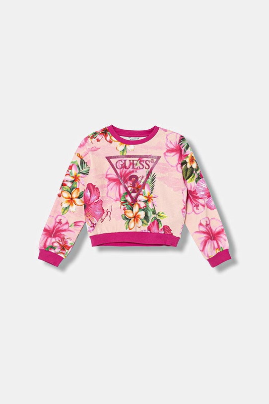 Guess bluza bawełniana dziecięca wzorzyste różowy J6GQ01.KA6R4.PPY2.M