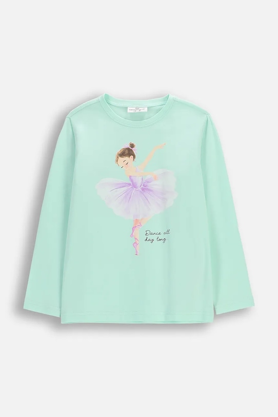 Dětské tričko s dlouhým rukávem Coccodrillo s elastanem tyrkysová WC6143101VGA