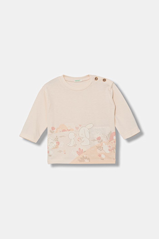 United Colors of Benetton longsleeve dziecięcy bawełniany beżowy 3I1XA1070.W.Stagionale