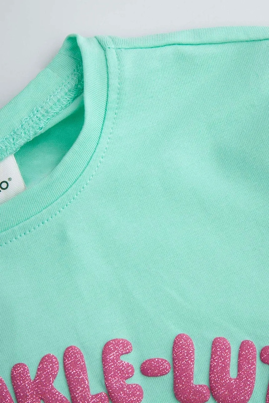 Dievča Coccodrillo tričko s dlhým rukávom detské s bavlnou WC6143101LGD tyrkysová