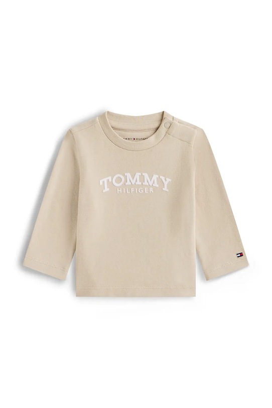 Tričko s dlhým rukávom pre bábätká Tommy Hilfiger s elastanom béžová KN0KN02147.PPY2